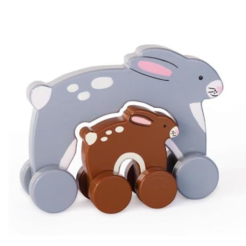 Big & Little Bunny Wooden Push Toy