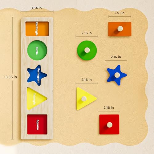 QODOFLR First Jumbo Knob Wooden Shape Puzzles