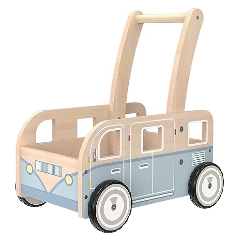 Wooden Baby Walker, Push Walker Bus for Boys and Girls