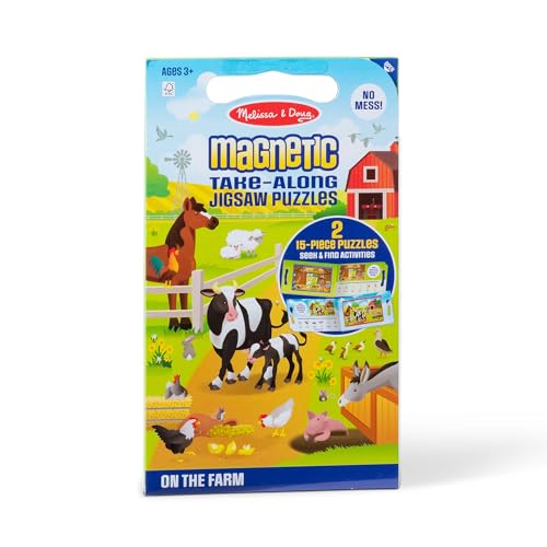 Melissa & Doug Take-Along Magnetic Jigsaw Puzzles Travel Toy On the Farm