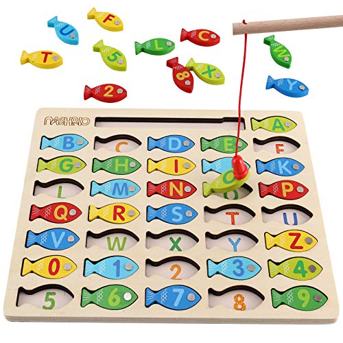 Magnetic Wooden Fishing Game Toy for Toddlers