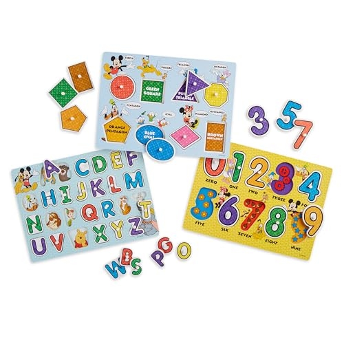Melissa & Doug Disney Wooden Peg Puzzles Set