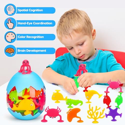 Toddler Suction Bath Toys, Ocean Animal Suction Cup Toys