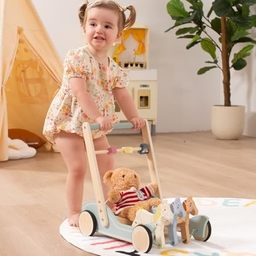 Wooden Baby Walker - Galloping Ponies Push and Pull Activity Walker
