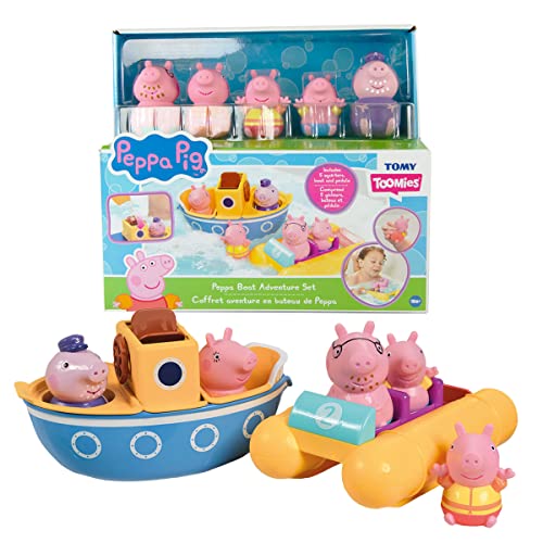 TOMY Toomies Peppa Pig Bath Toys - Peppa’s Boat Adventure Bath Toy Set