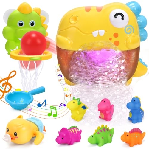 O WOWZON Baby Bath Toys, Dinosaur Automatic Bath Bubble Maker