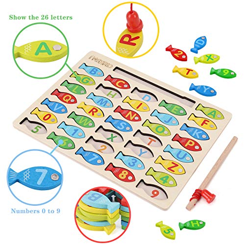 Magnetic Wooden Fishing Game Toy for Toddlers