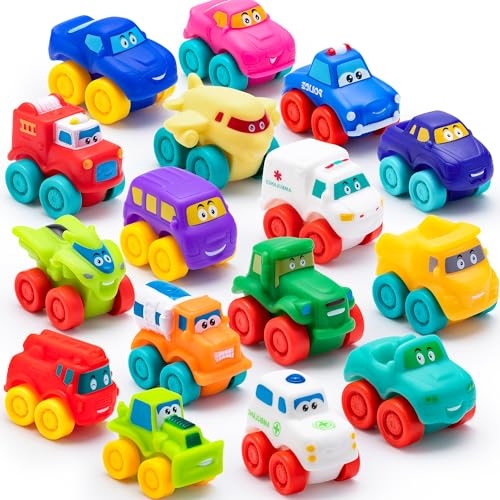 JOYIN Cartoon Cars Soft Rubber Toy Car Set