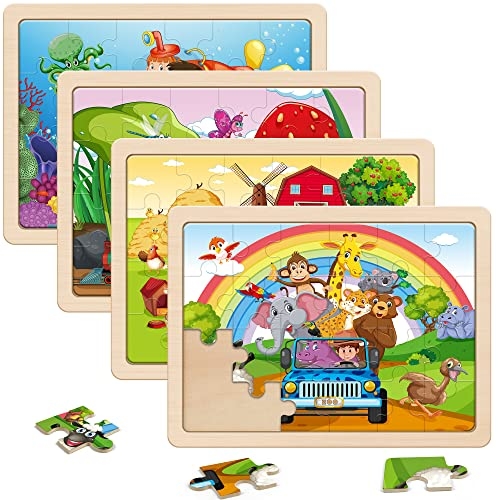 SYNARRY Large Animals Wooden Puzzles for Kids