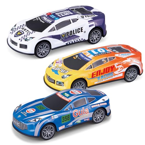 gkfescc 7 inch Friction Power Cars Toys - 3 Pack