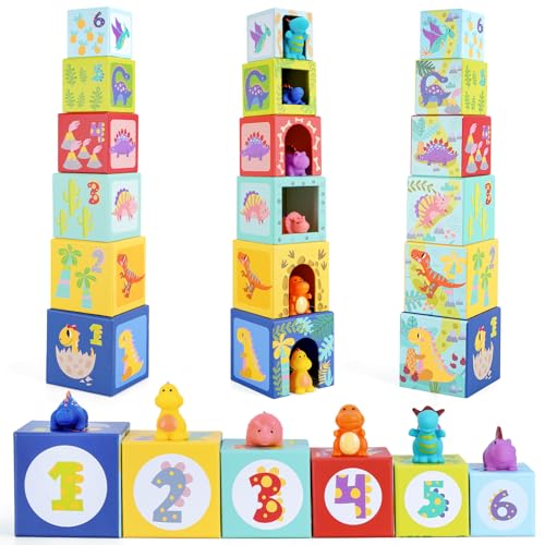 KMTJT Dinosaur Sorting and Stacking Toys Blocks