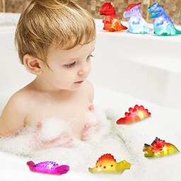 8 Pack Light up No Hole Dinosaur Bath Toy Set