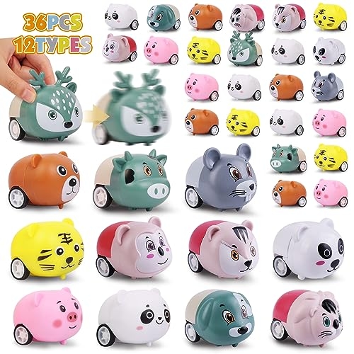 Estardaa 36 pcs Animals Pull Back Cars