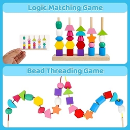 Montessori Wooden Beads Sequencing Toy Set