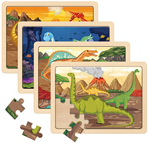 SYNARRY Large Dinosaur Wooden Puzzles for Kids