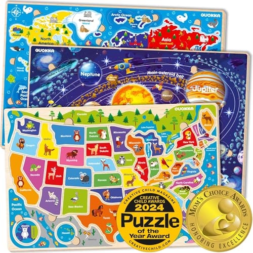 QUOKKA Wooden Puzzles for Kids Ages 4-6