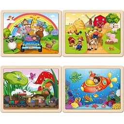 SYNARRY Large Animals Wooden Puzzles for Kids Small Image